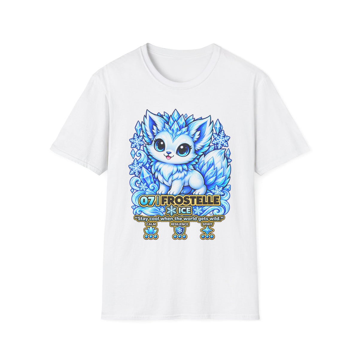Ice Fox T-Shirt — Cute Frosty Fox with Snowflakes ("Frostelle" Design)
