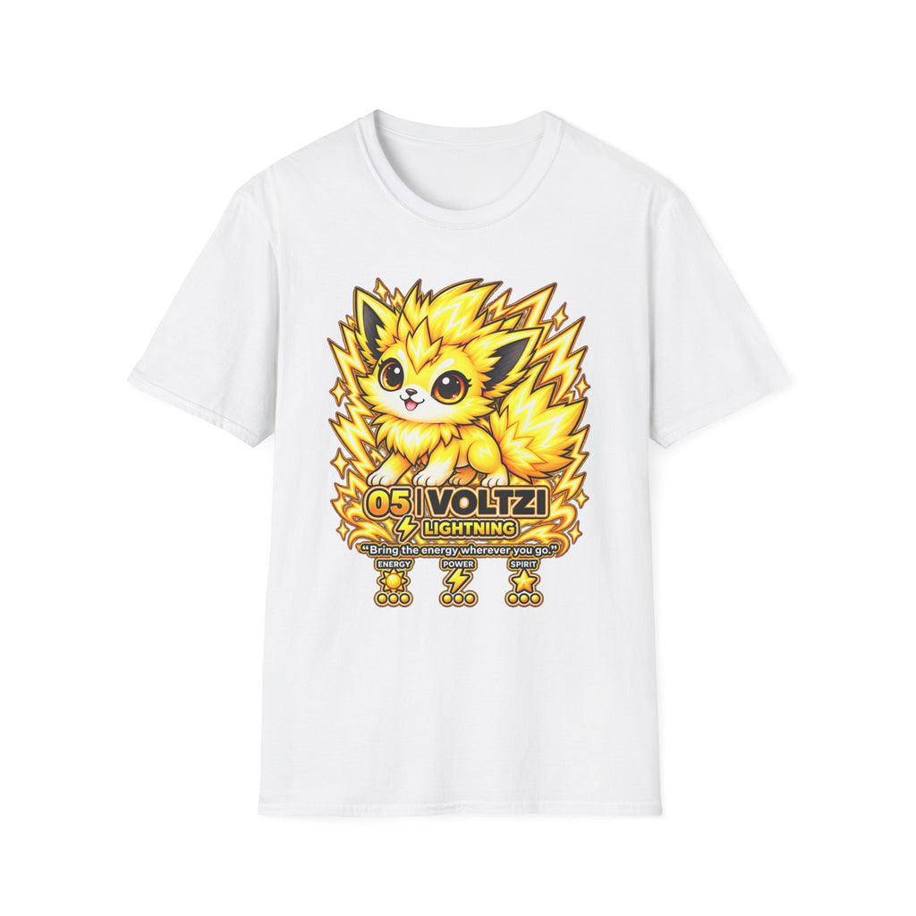 Cute Electric Fox T‑Shirt – “Voltzi” Lightning Pet Graphic Tee