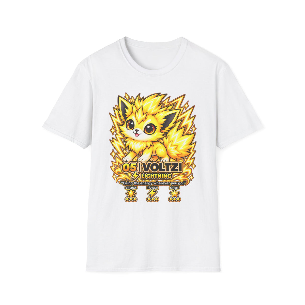 Cute Electric Fox T‑Shirt – “Voltzi” Lightning Pet Graphic Tee