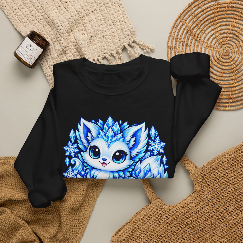 Crewneck Sweatshirt — Cute Ice Fox Graphic “07 LIROSTELLE ICE”