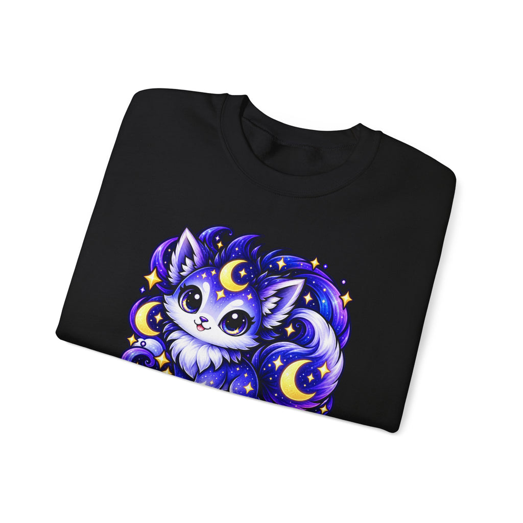 Lunarara Moon Cat Sweatshirt — Cute Celestial Anime Crewneck