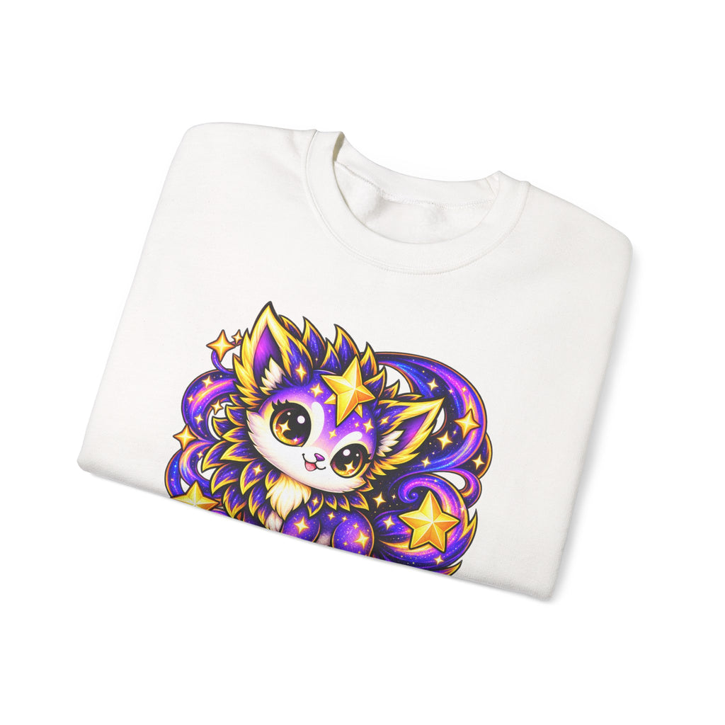Starry Fox Crewneck Sweatshirt — Cute Cosmic Kawaii Graphic ("101 Stellux Star")