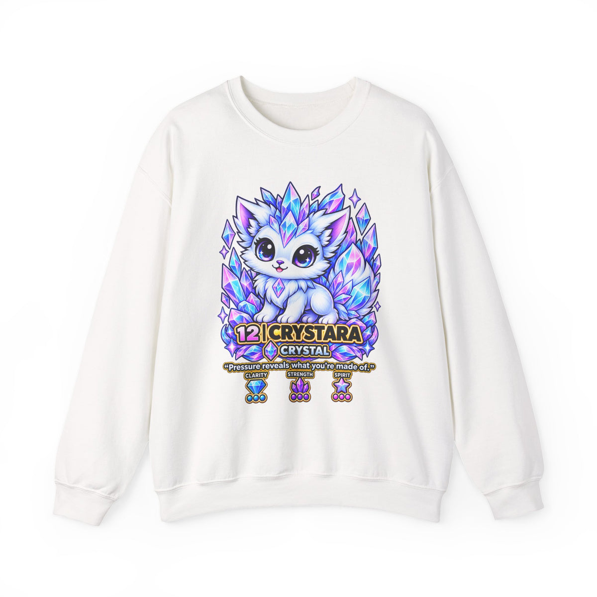 Crystal Fox Crewneck Sweatshirt — Kawaii Crystara Gaming Pet Design