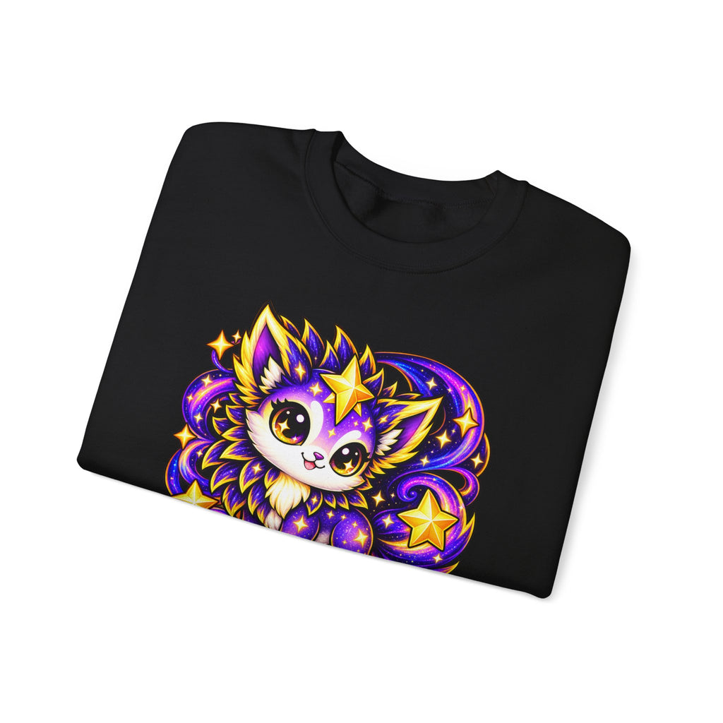 Starry Fox Crewneck Sweatshirt — Cute Cosmic Kawaii Graphic ("101 Stellux Star")