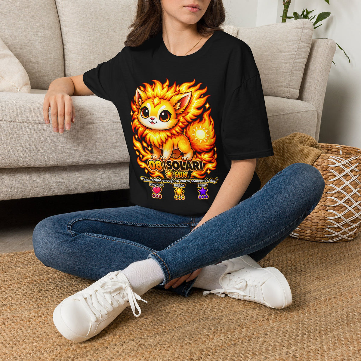 Sunfire Kitty T-Shirt — Cute Flame Fox Cat Graphic Tee