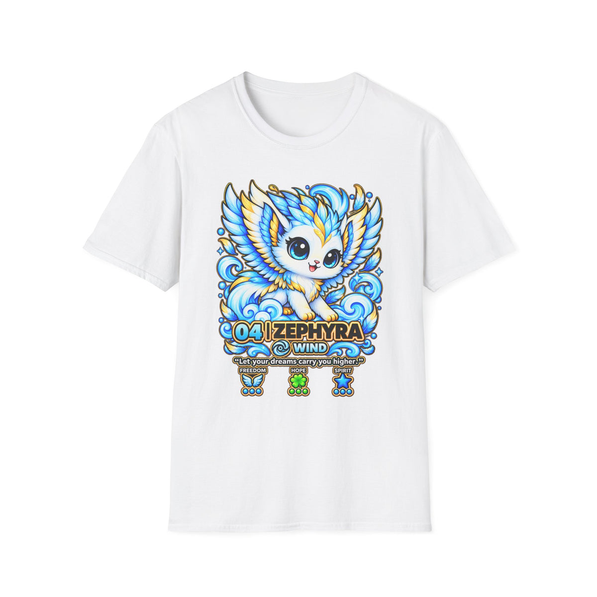 Zephyra Wind Owl T-Shirt — Cute Blue Fantasy Owl Graphic Tee