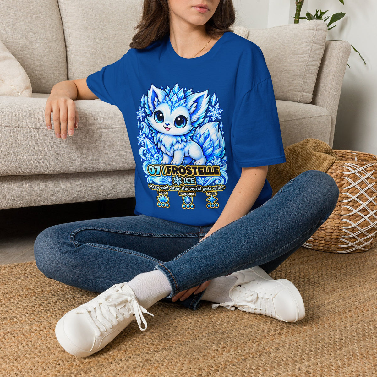 Ice Fox T-Shirt — Cute Frosty Fox with Snowflakes ("Frostelle" Design)