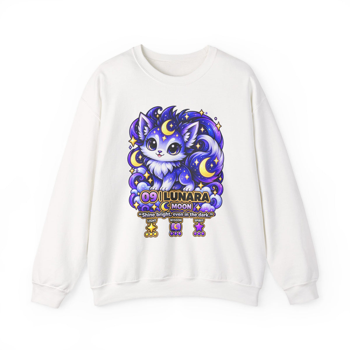Lunarara Moon Cat Sweatshirt — Cute Celestial Anime Crewneck