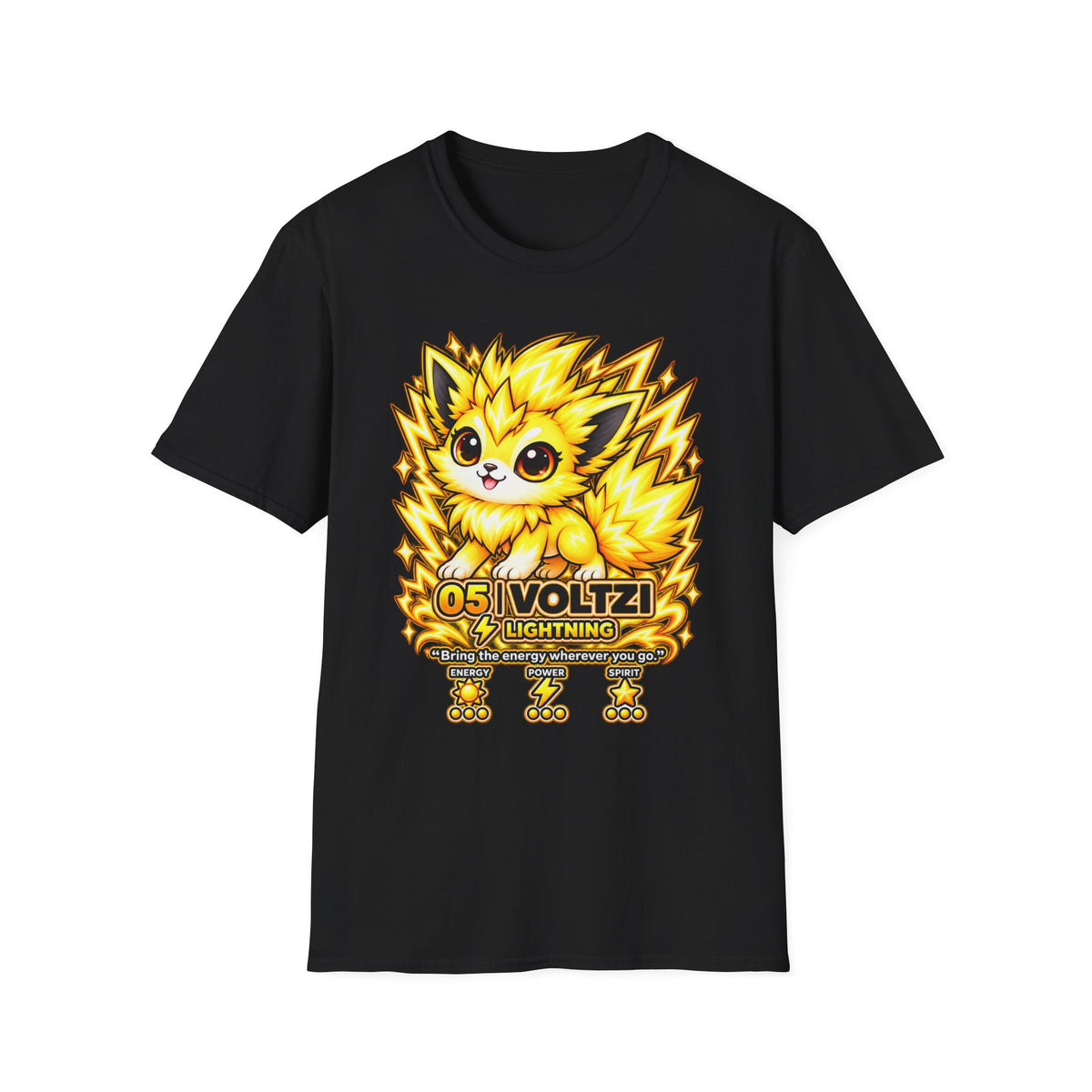 Cute Electric Fox T‑Shirt – “Voltzi” Lightning Pet Graphic Tee