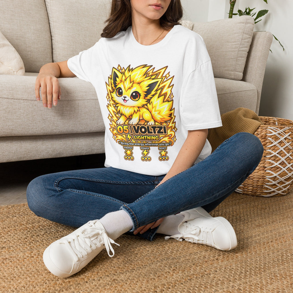 Cute Electric Fox T‑Shirt – “Voltzi” Lightning Pet Graphic Tee