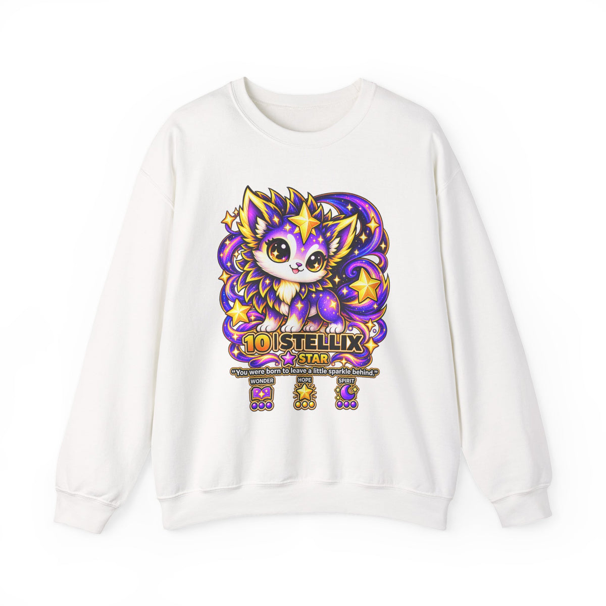 Starry Fox Crewneck Sweatshirt — Cute Cosmic Kawaii Graphic ("101 Stellux Star")