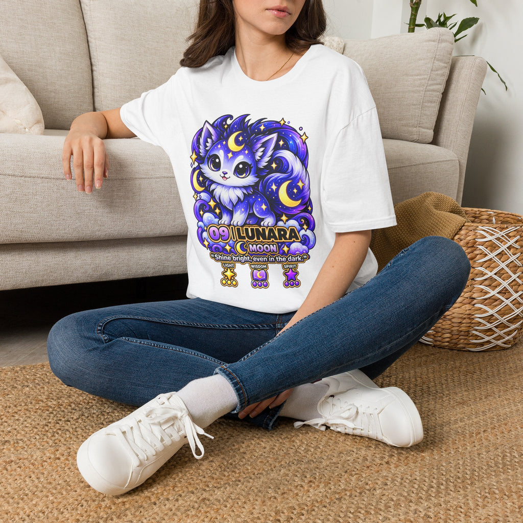 Moonlit Kitty T‑Shirt — Cute Lunar Cat Graphic Tee
