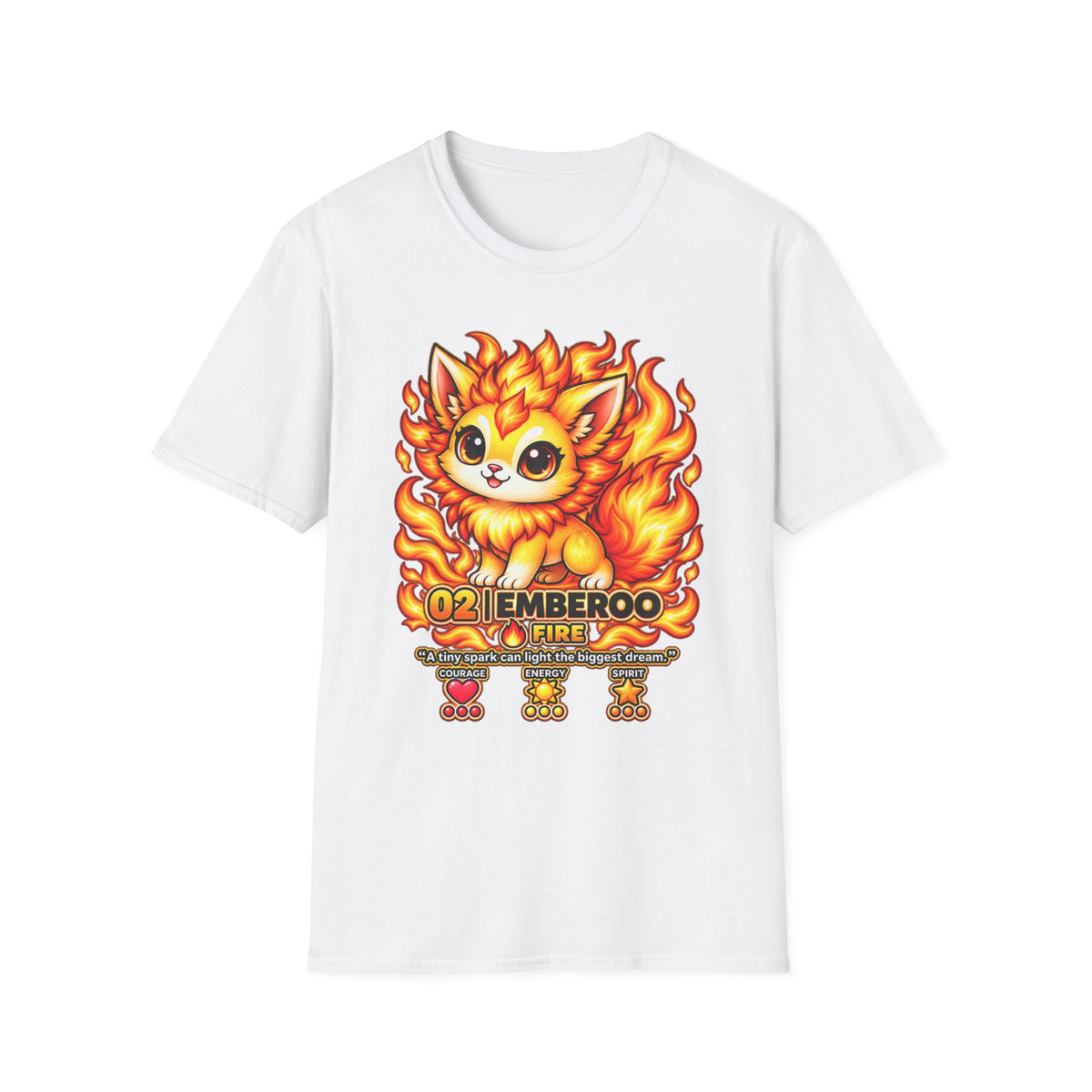 Fire Kitten T-Shirt — Cute Flame Fox Graphic Tee