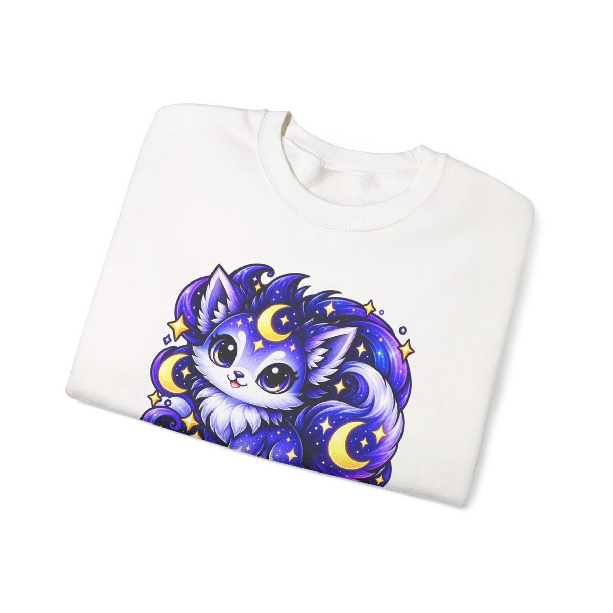 Lunarara Moon Cat Sweatshirt — Cute Celestial Anime Crewneck