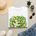 Green Floral Cat T-Shirt — Cute Nature Kitty Graphic Tee