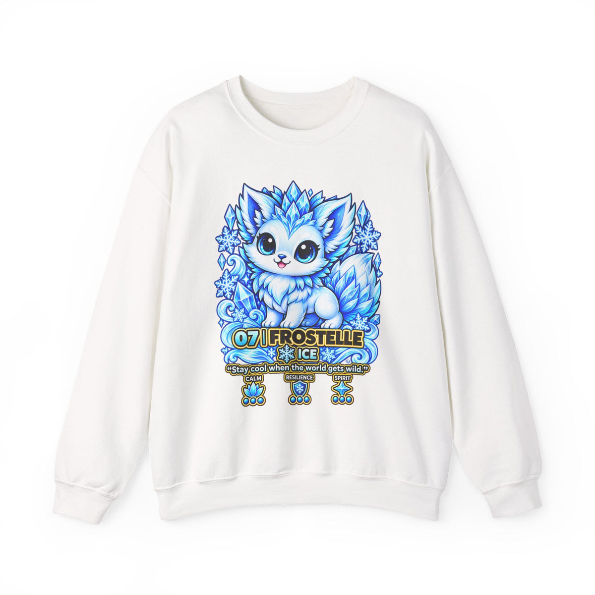Crewneck Sweatshirt — Cute Ice Fox Graphic “07 LIROSTELLE ICE”