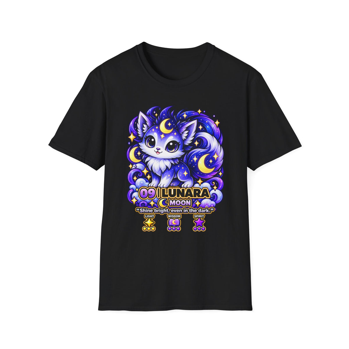 Moonlit Kitty T‑Shirt — Cute Lunar Cat Graphic Tee