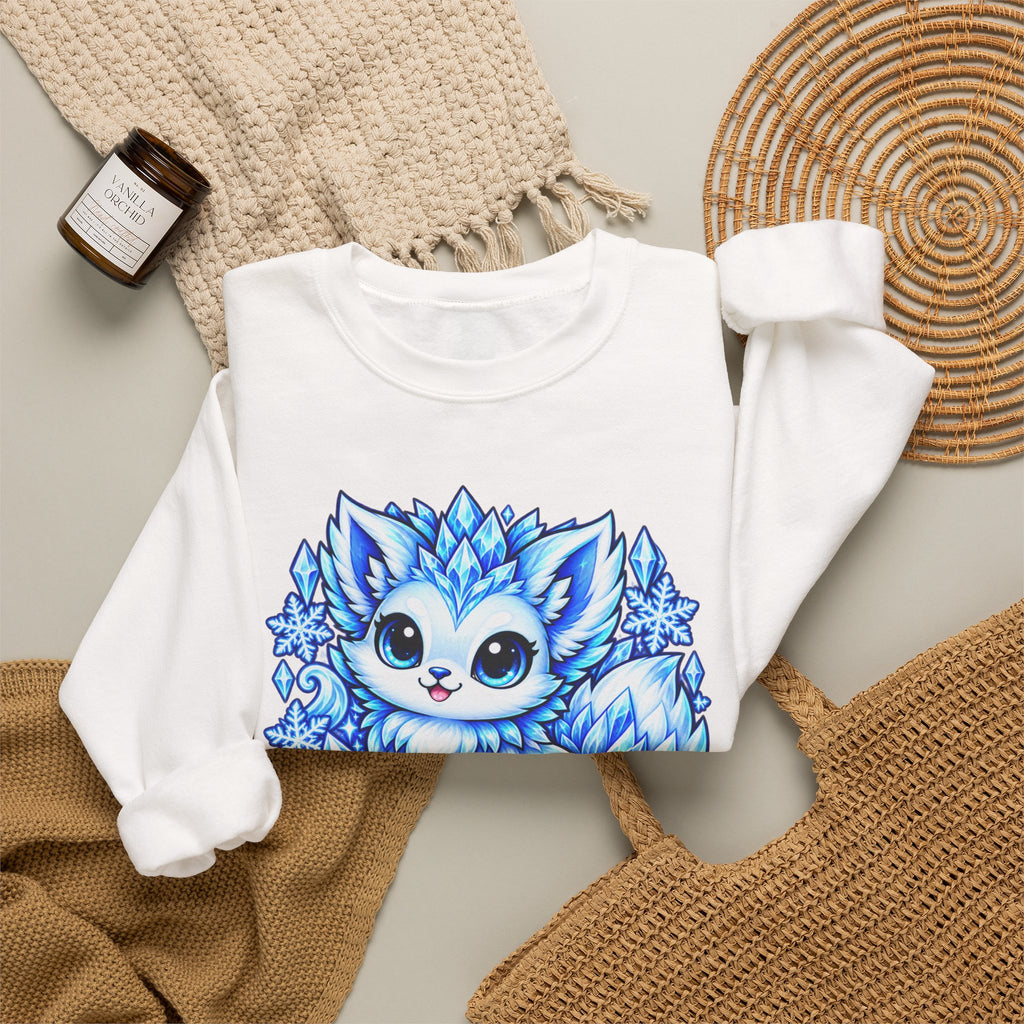 Crewneck Sweatshirt — Cute Ice Fox Graphic “07 LIROSTELLE ICE”