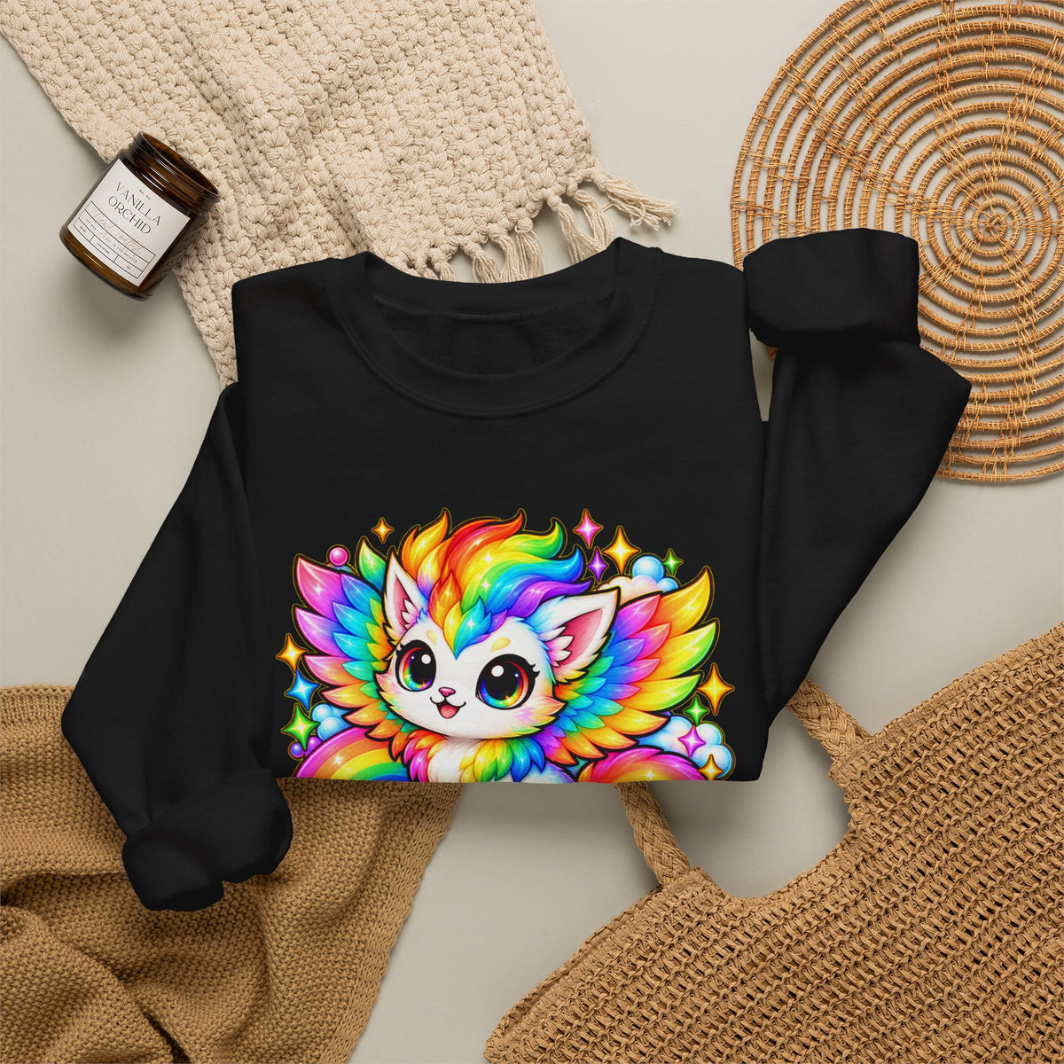 Rainbow Prismara Cute Winged Kitty Sweatshirt