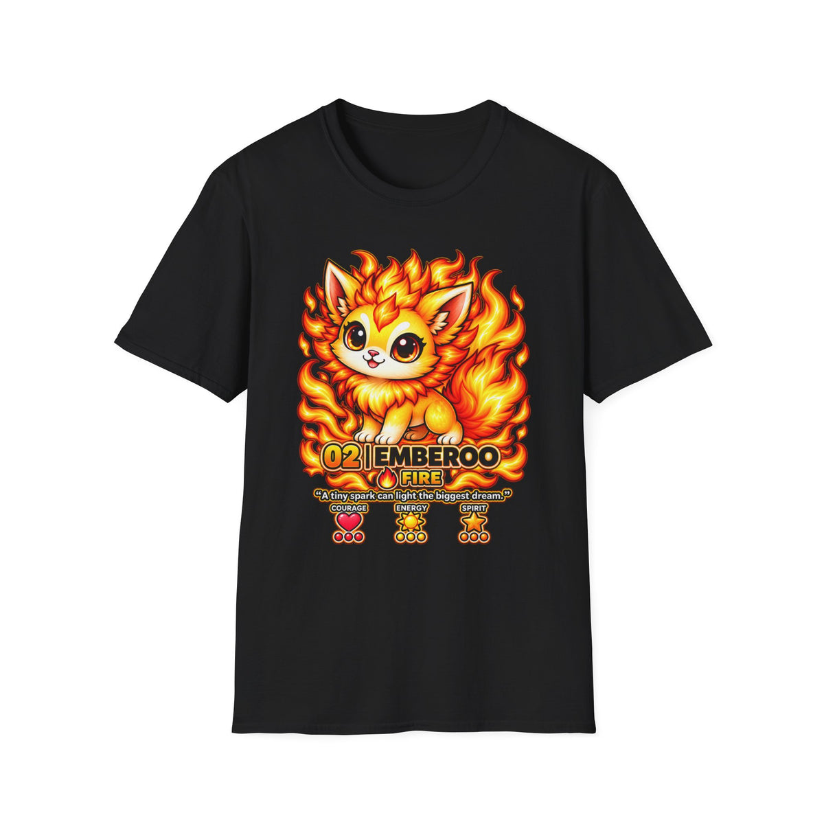 Fire Kitten T-Shirt — Cute Flame Fox Graphic Tee