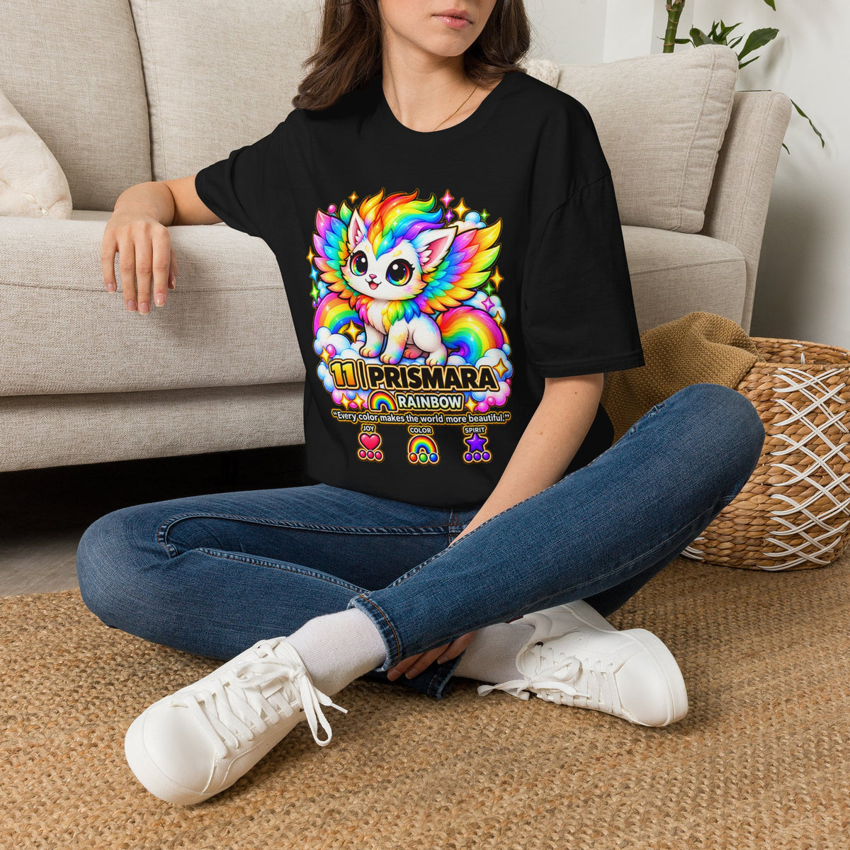 Rainbow Prismara Cute Kitty T‑Shirt