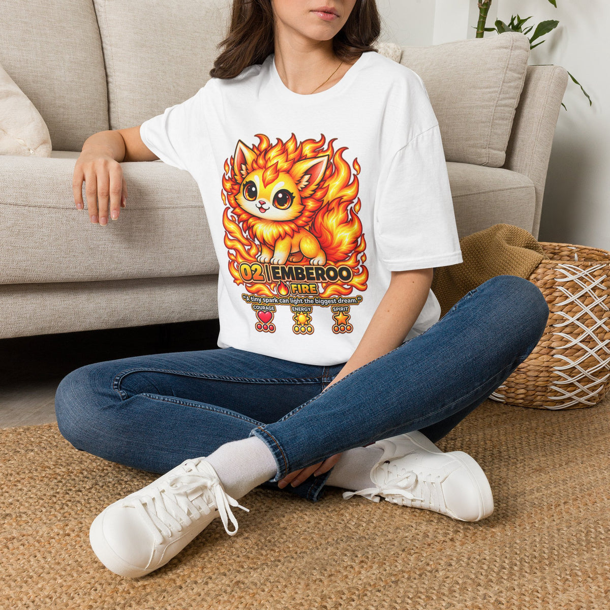 Fire Kitten T-Shirt — Cute Flame Fox Graphic Tee