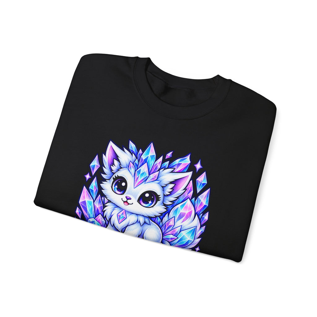 Crystal Fox Crewneck Sweatshirt — Kawaii Crystara Gaming Pet Design