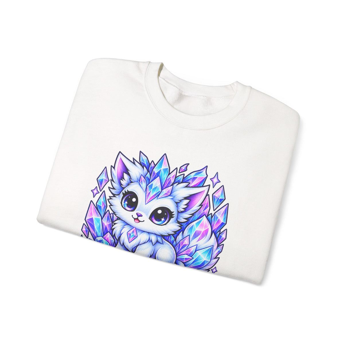 Crystal Fox Crewneck Sweatshirt — Kawaii Crystara Gaming Pet Design
