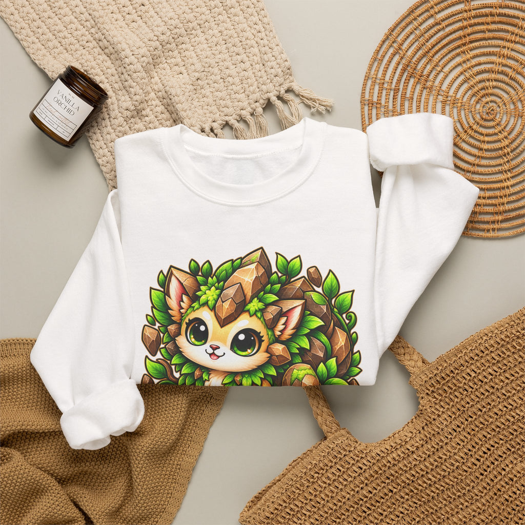 Crewneck Sweatshirt — TerraNox "Earth" Cute Forest Cat Gamer Design