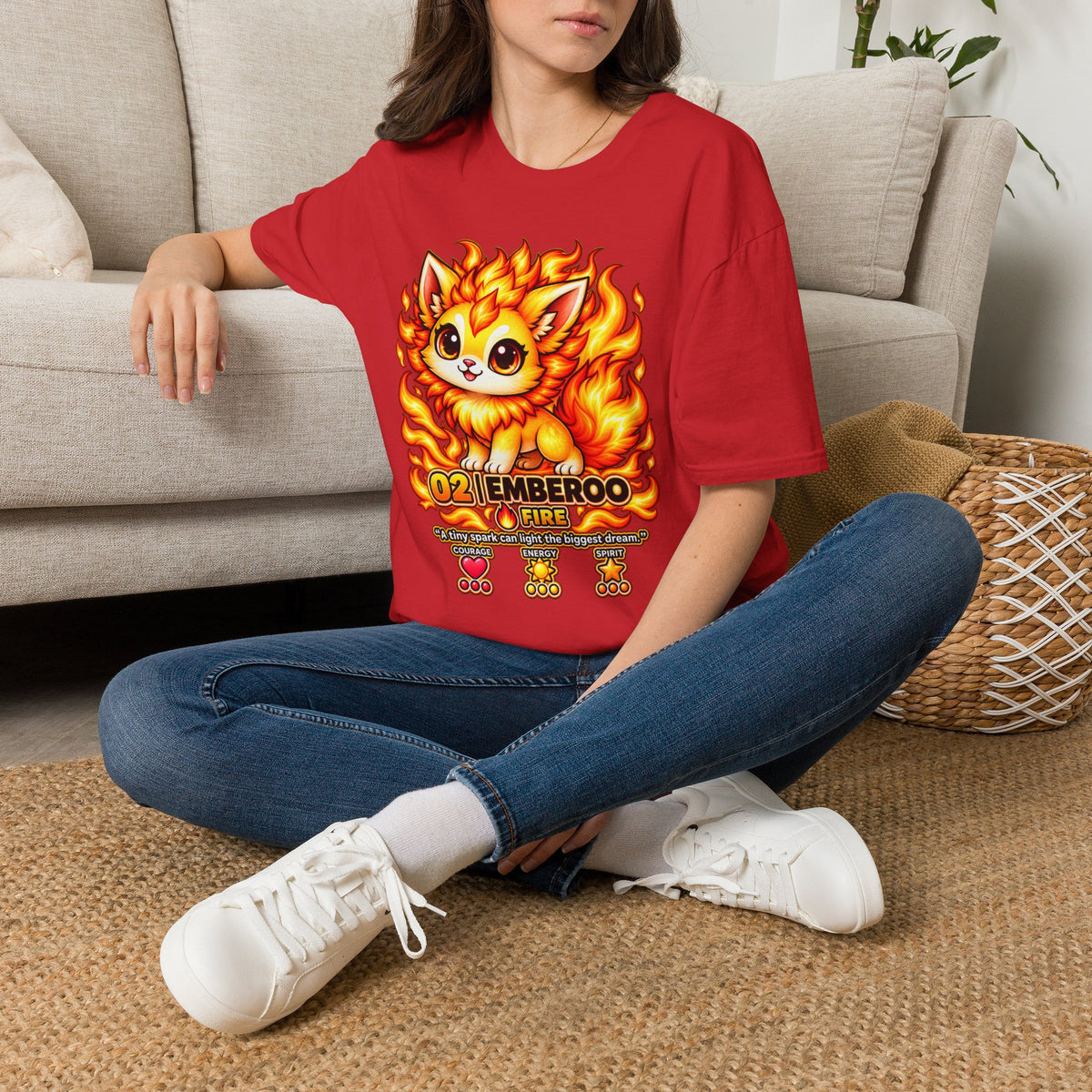 Fire Kitten T-Shirt — Cute Flame Fox Graphic Tee
