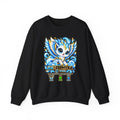 Zephyra the Wind Spirit Crewneck Sweatshirt — Cute Blue Chibi Owl Design