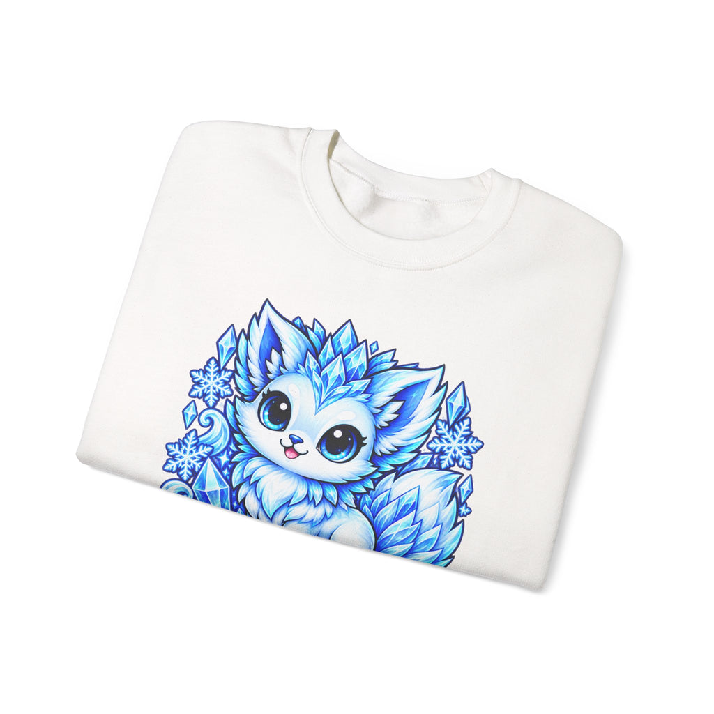 Crewneck Sweatshirt — Cute Ice Fox Graphic “07 LIROSTELLE ICE”