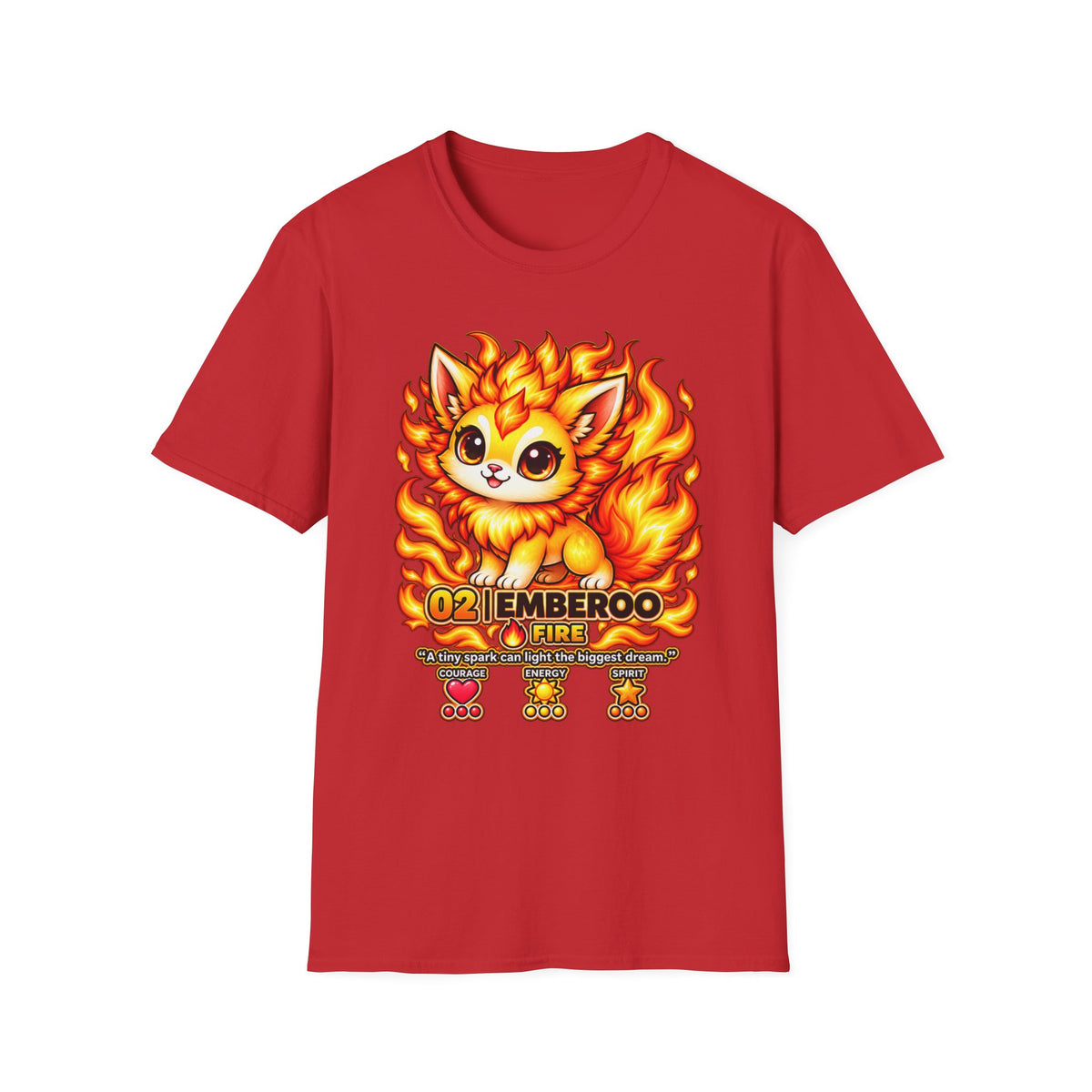 Fire Kitten T-Shirt — Cute Flame Fox Graphic Tee