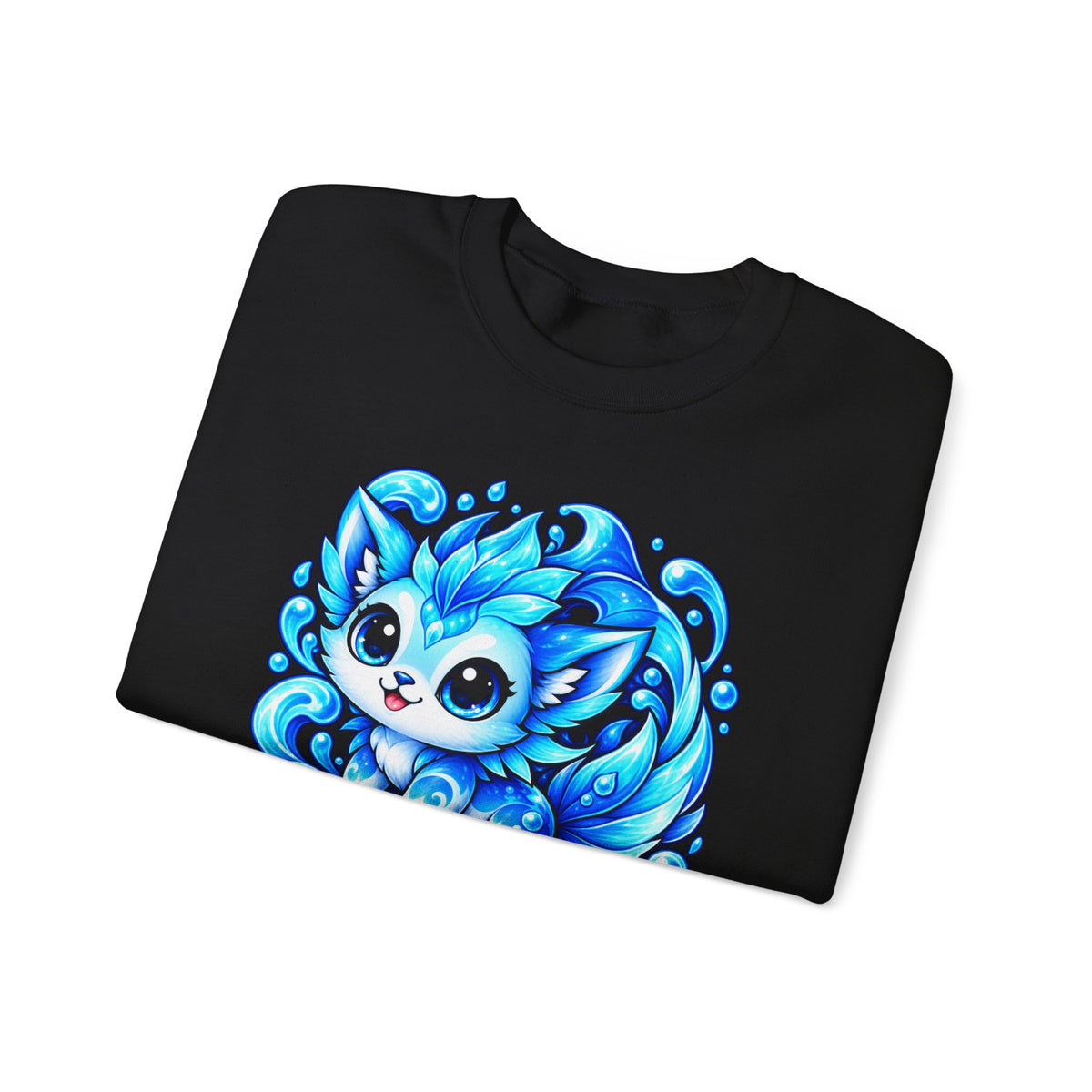 Aquarius Water Cat Crewneck Sweatshirt — Cute Blue Zodiac Kitty Graphic
